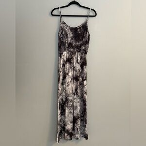 Olivia Rae Black & White Tie-Dye Spaghetti Strap Maxi Dress